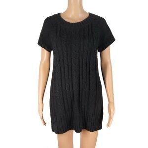 AWAW by Junko Shimada Short Sleeve Black Cable Knit Long Sweater Top
